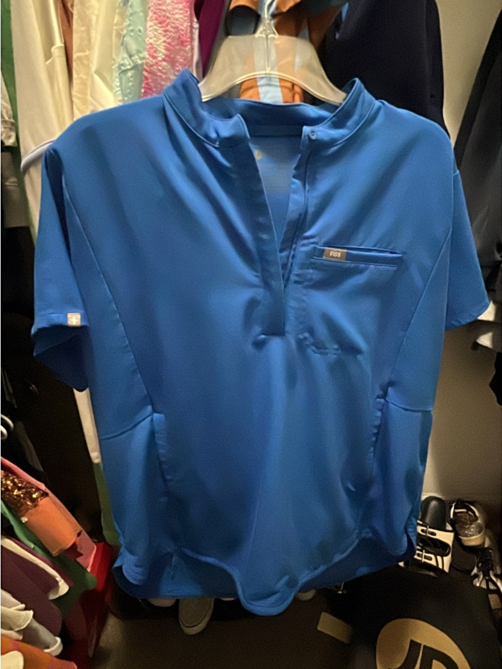 Figs Royal Blue Short Sleeve Medical Top